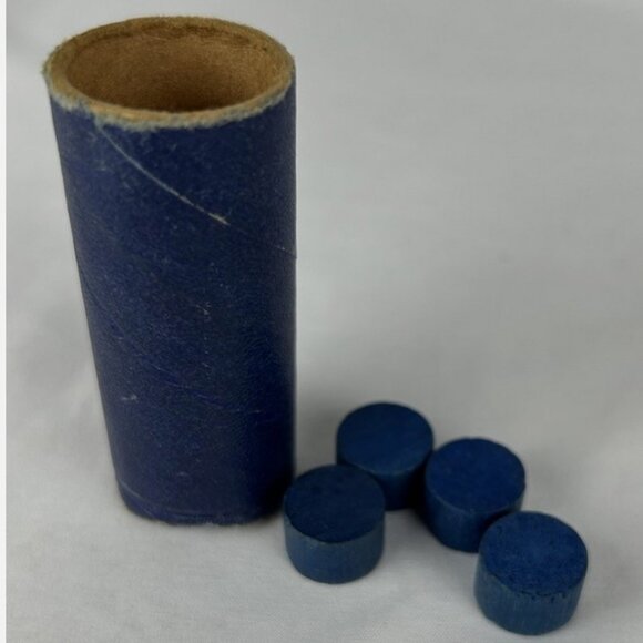 Vintage 1940s Pollyanna Game Replacement Pieces Blue Cup 4 Tokens Wooden - Picture 1 of 4